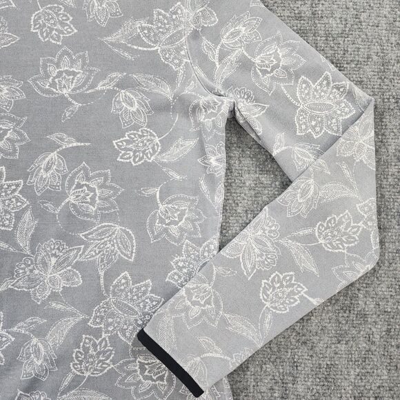 Hang Ten Rash Guard Womens Small Gray Floral Long Sleeve Stretch Zip Pocket Surf - Picture 13 of 16